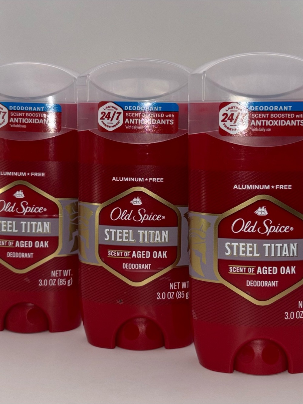 Old Spice Steel Titan Deodorant Aged Oak 3 oz Lot of 3 New Aluminum Free Rare